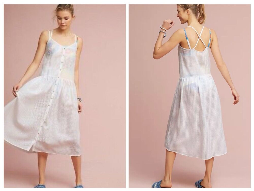 Anthropologie Mara Hoffman Swim Size L Cover Up Sun Dress Drop Waist Midi